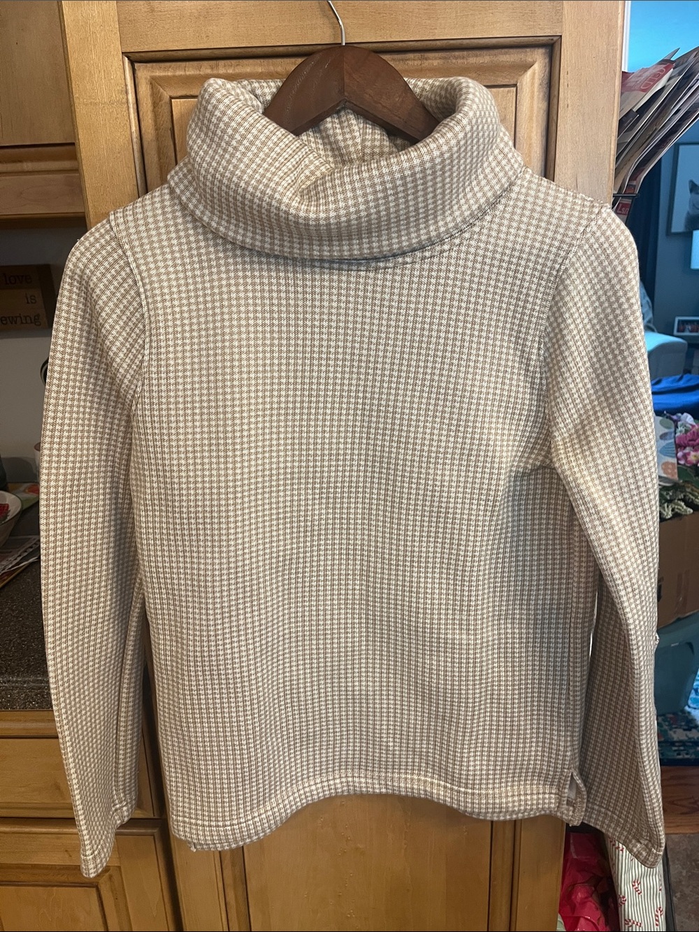 J. Crew Houndstooth Gingham Cowl Neck Pullover Sweater